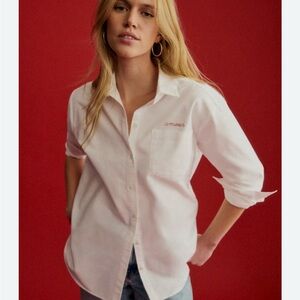 Sézane Max White Shirt Embroidered